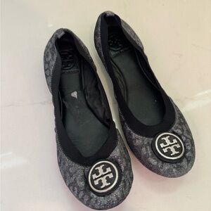 Tory Burch Black and Gray Flats